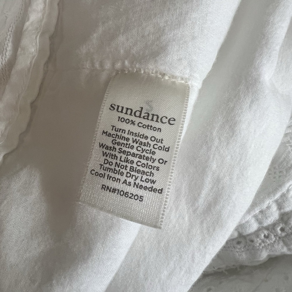 Sundance Gigi Wide Leg Pants Size L White Eyelet Drawstring Lined Cotton *READ* - Picture 9 of 14